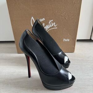 Christian Louboutin Toot Haute 150 Shiny Black Nappa, sz 38.